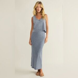 Z Supply Jersey Denim Midi Skirt & V-Neck Tank Set